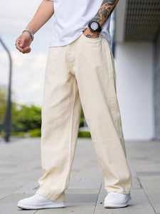 JSSV Loose Fit Men Beige Jeans - Image 5