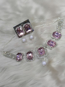 RAHUL TRADERS Alloy Silver Pink Jewellery Set Price in India - Buy RAHUL TRADERS Alloy Silver Pink Jewellery Set Online at Best Prices in India | Flipkart.com