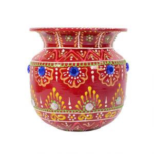 Decoative Kalash Lota Handpainted Steel Puja Kalash Fo Festival Wedding Decor 2850794062397