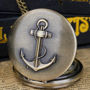 Elegant Lifestyle Vintage Anchor Captain Quartz Pocket Watch