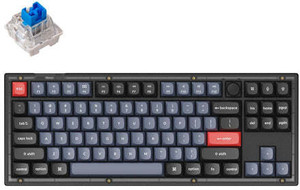 Keychron V Wired Hot Swappable Mechanical Keyboard Frosted Black Body Programmable Knob