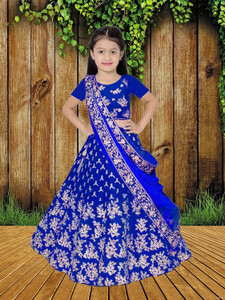 Girls Ethnic Wear - Blue Lehenga Choli Set main image 1