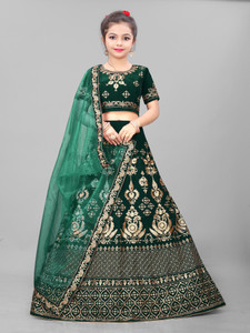 Girls Ethnic Wear - Green Lehenga Choli Set main image 1