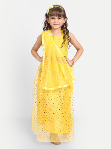 Babyhug Sleeveless Embellished Choli & Lehenga Set With Dupatta - Rasberry
