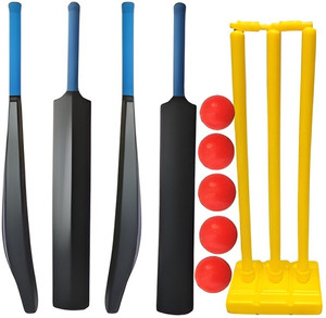 kickmixsports Cricket Combo Set PVC Plastic Bat With Plastic Wicket Set ...