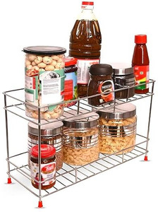 PALOMINO Containers Kitchen Rack Steel Stainless Steel 2-Tier Spice ...