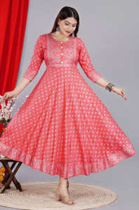 Hand Blockprint Anarkali Kurta Set