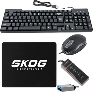 SKOG Keyboard, Mouse and usb Hub , mouse pad and otg cable Combo Combo Set Price in India - Buy SKOG Keyboard, Mouse and usb Hub , mouse pad and otg cable Combo Combo Set online at Shopsy.in - Image 1