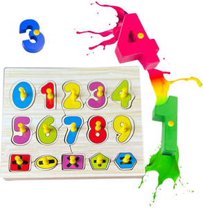 SHALAFI Counting toys for kids Rainbow Wooden Number Peg Puzzle for ...