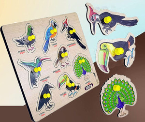 SHALAFI Colorful Wooden Birds Puzzles for Kids Birds Names Shapes ...