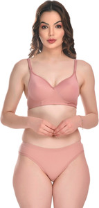 Sgc Sweden Comfortable Lightly Padded Non Wire Push Up Bra Panty For Women Solid Lingerie Set