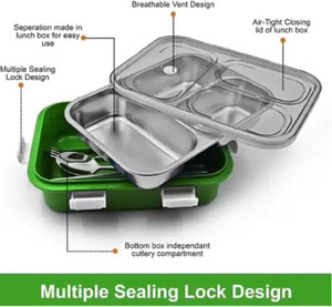 Flipkart.com | Dfasion Leak Proof Stainless Steel Lunch Box 3 partition