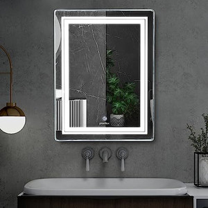Plantex Designer LED Mirror Glass with Sensor for Bathroom/3 Tone Light (18x24 inch) Lighted ...