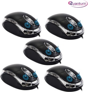 Red Champion Quantum QHM222 3 Button 1000 DPI Wired Optical Mouse With