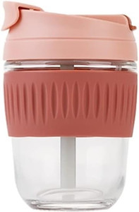 Insulated Yogurt Container with Topping Cereal or Oatmeal Cup, Reusable Portable Leak-Proof Food Storage Jar with Lid and Spoon, Pink