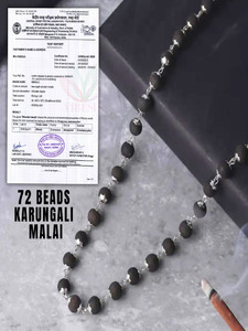 VIBESLE Karungali Malai Silver Cap Plated Mala With Lab Certification