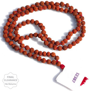 Mala Rudraksha 3 Mukhi Indonesiano – 108 Perline 7-9 Mm – Certificato Lab, Originale - 3