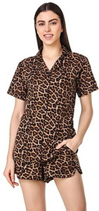 ZnaaZ Women Animal Print Brown Night Suit Set Price in India - Buy ...