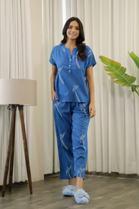 SANSKRUTIHOMES Embroidered Shirt With Trouser Night Suit