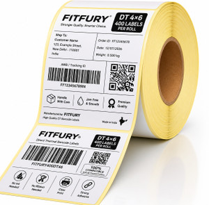 FITFURY 4x6 Direct Thermal Barcode Label Roll | 400 Labels