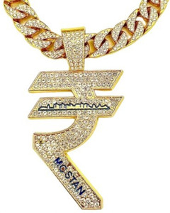 vien Mc Stan RUPEES Symbol Link Chain for Men Miami Necklace Iced