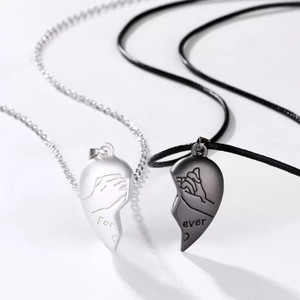 Promise Forever Magnetic Love Heart Couple Locket Necklace for