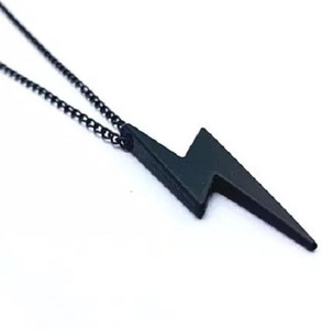 thumbnail image 2 of Black Stainless Steel Lightning Bolt Pendant Necklace – Men’s Punk Jewelry, 20 Inch Chain 2 of 2