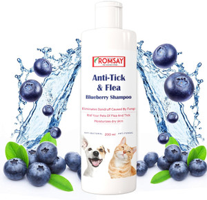 ROMSAY Anti-Tick & Flea Blueberry Shampoo For Dogs & Cats 200ML Pack Of ...