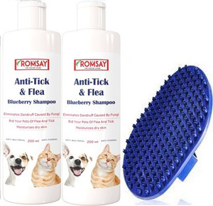 Image showcasing ROMSAY Anti-Tick & Flea Shampoo For Dogs & Cats 200ML Pack Of 2 With ...
