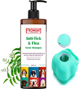 ROMSAY Anti-Tick and Flea Shampoo + Pet Bathing, Massaging, Body Scrub ...