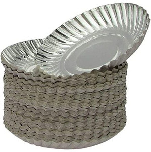 Hopi Pop Paper Plates Silver Coated, Paper Plate Eco Friendly, Round Disposable Plates Quarter ...
