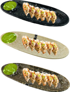 DGLQMYX Chip And Dip Serving Platter Set, 7.2 Inch Ceramic Divided Snack Plates Set Sushi Plates Sauce Section Perfect Chip Dip Dumpling Appetizer Taco Su