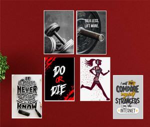 Motivational Inspirational Gym Workout Exercise Gym Poster Set of 6 PCS ...