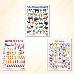 FARM ANIMALS AND PETS CHART GLOSS LAMINATED, HINDI VARNMALA CHART GLOSS
