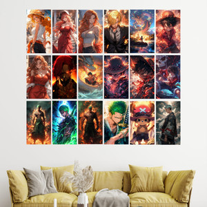 Unique Decor | ONE PEICE MIX CHARACTER COLORFULL POSTER SET FOR WALL