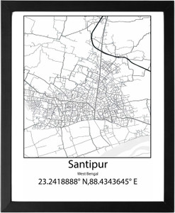 Santipur,West Bengal,India UNFRAMED Minimalist Map Line Art Print
