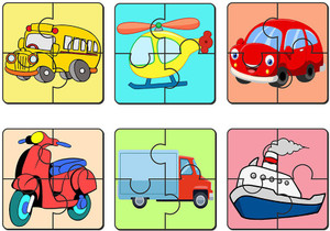 Artvibes Vehicle Wooden Jigsaw Puzzle for Children Kids 4 Pieces