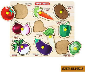 BUY SURETY Learning Peg Puzzle Wooden Vegetables Board with Picture ...