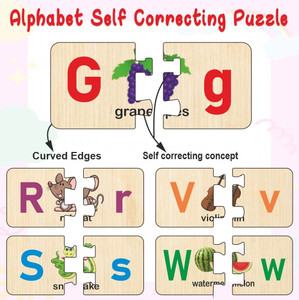 WISSEN Wooden Capital and Small Alphabet with picture self correcting ...