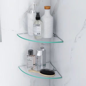 Impulse by Plantex Premium Transparent Glass Corner Shelf for Bathroom/Kitchen Shelf - (9x9 ...