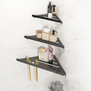 Zarooni Bathroom corner shelf Black Set of 3pcs Steel Wall Shelf Price ...