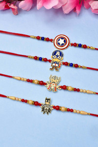Kizzi Kids Rakhi Set Of 2 - Ironman & Captain America Superhero Rakhis With Greeting Card - View #2