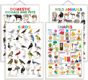Set of 4 Domestic Animals and Pets, Wild Animals, Birds and Shapes ...