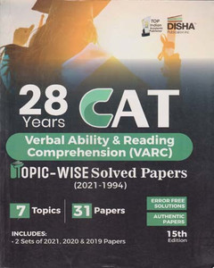 Disha 28 Years Cat Topic Wise Solved Papers (2021-1994) (15 Th Edition ...