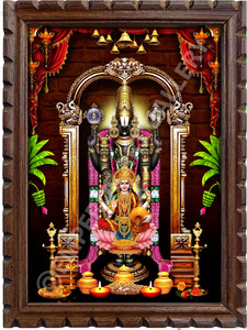 EMPEROR ART GALLERY God Venkateswara Swamy with Lakshmi Photo Wood ...