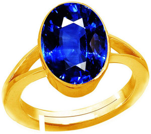 6.25-6.50 Carat Blue Sapphire (Neelam) Gemstone Ring - Panchdhatu Adjustable For Men & Women