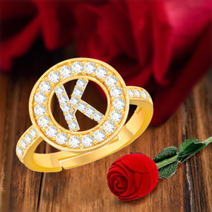 MEENAZ Valentine Ring Alphabet K Heart Promise Propose Engagement