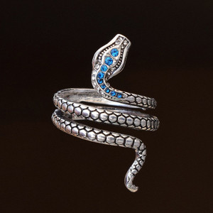 Shopping Dust New Design Blue Stone Snake Ring For Boy And Men