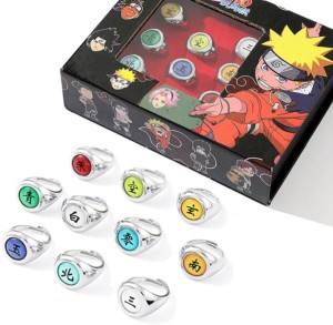 Mubco Naruto Akatsuki Rings Set With Necklace | Adjustable Anime Rings Collection Metal Silver Plated Ring Set Price in India - Buy Mubco Naruto Akatsuki Rings Set With Necklace | Adjustable Anime Rin