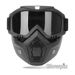 GLOWPIX Bike Riding Face Mask & Motorcycle Goggles Black - Image 6